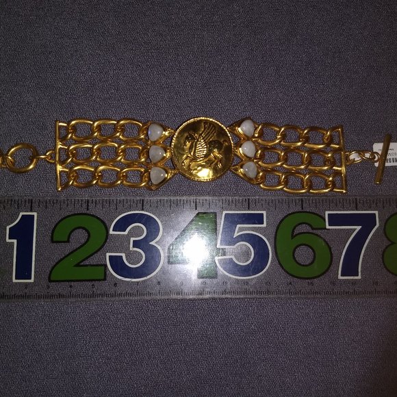 Julie Vos chain medallion bracelet with white stones, NWT - Picture 4 of 5